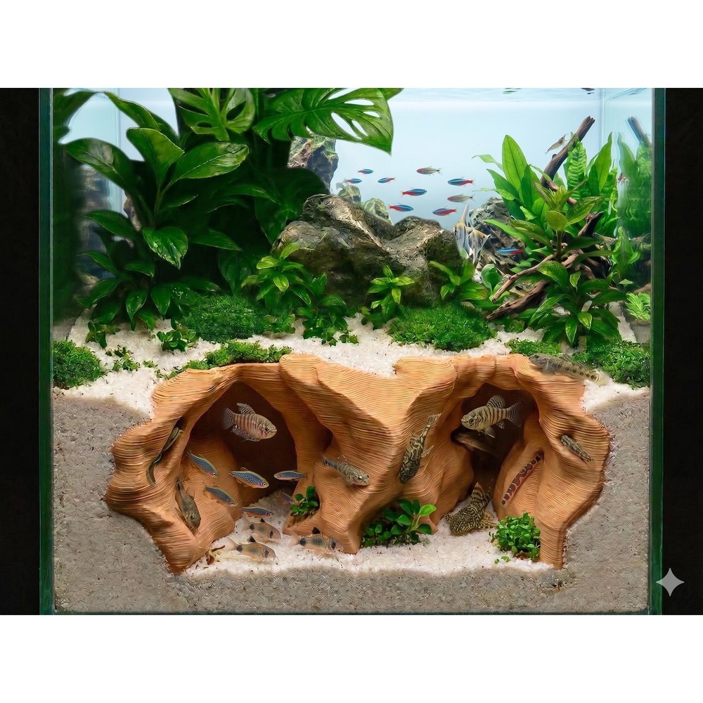 Subterranean Cave Hide – Aquarium & Terrarium Decor, Rock Gorge Cliff Cave